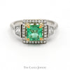 Square Emerald Ring with Diamond Halo and Diamond Accents in 18k Two Tone Gold - Thumbnail 1