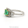 Square Emerald Ring with Diamond Halo and Diamond Accents in 18k Two Tone Gold - Thumbnail 3
