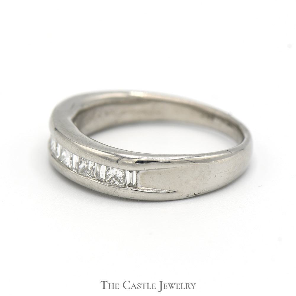 Princess and Baguette Cut Diamond Band in Platinum - Size 8