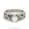 .60ct Round Diamond Solitaire Engagement Ring with Soldered Vine Designed Wrap in 14k White Gold - Thumbnail 1