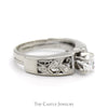 .60ct Round Diamond Solitaire Engagement Ring with Soldered Vine Designed Wrap in 14k White Gold - Thumbnail 3