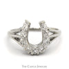 Diamond Horseshoe Ring in 14k White Gold Split Shank Mounting - Thumbnail 1