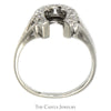 Diamond Horseshoe Ring in 14k White Gold Split Shank Mounting - Thumbnail 2