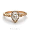 Pear Cut Moissanite Ring with Diamond Accents in 14k Rose Gold - Thumbnail 1