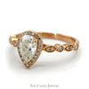 Pear Cut Moissanite Ring with Diamond Accents in 14k Rose Gold - Thumbnail 4