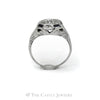 Old European Cut Diamond Solitaire Ring with Sapphire Accents in 10KT White Gold - Thumbnail 2