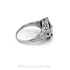 Old European Cut Diamond Solitaire Ring with Sapphire Accents in 10KT White Gold - Thumbnail 3