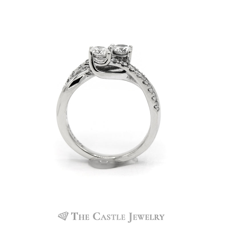 1CTTW Ever Us Bypass Designed Engagement Ring in 14KT White Gold