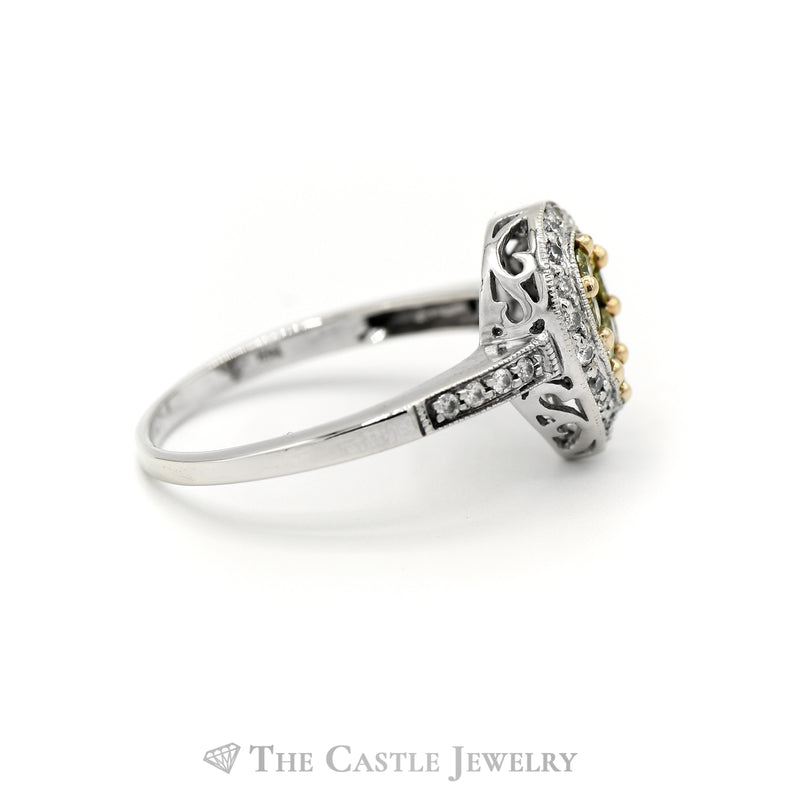 3/4cttw Pear Shaped Yellow & White Diamond Cluster Ring in 14k White Gold