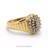 Oval Shaped 1/2cttw Diamond Cluster Ring in 10k Yellow Gold Ridged Tapered Setting - Thumbnail 2