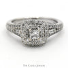 3/4cttw Princess Cut Diamond Engagement Ring with Double Diamond Halo and Accents in 14k White Gold - Thumbnail 1