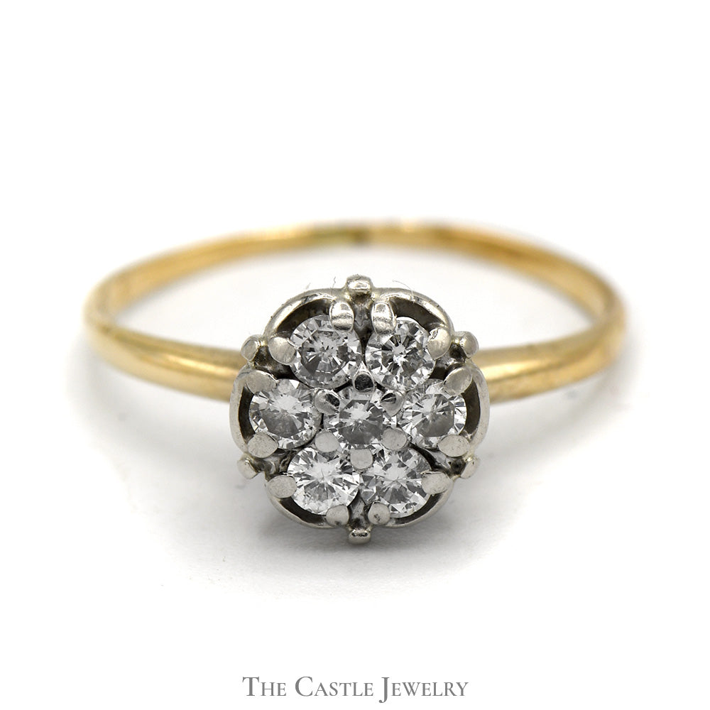 1/2cttw Round Shaped 7 Diamond Cluster Ring in 14k Yellow Gold – The ...