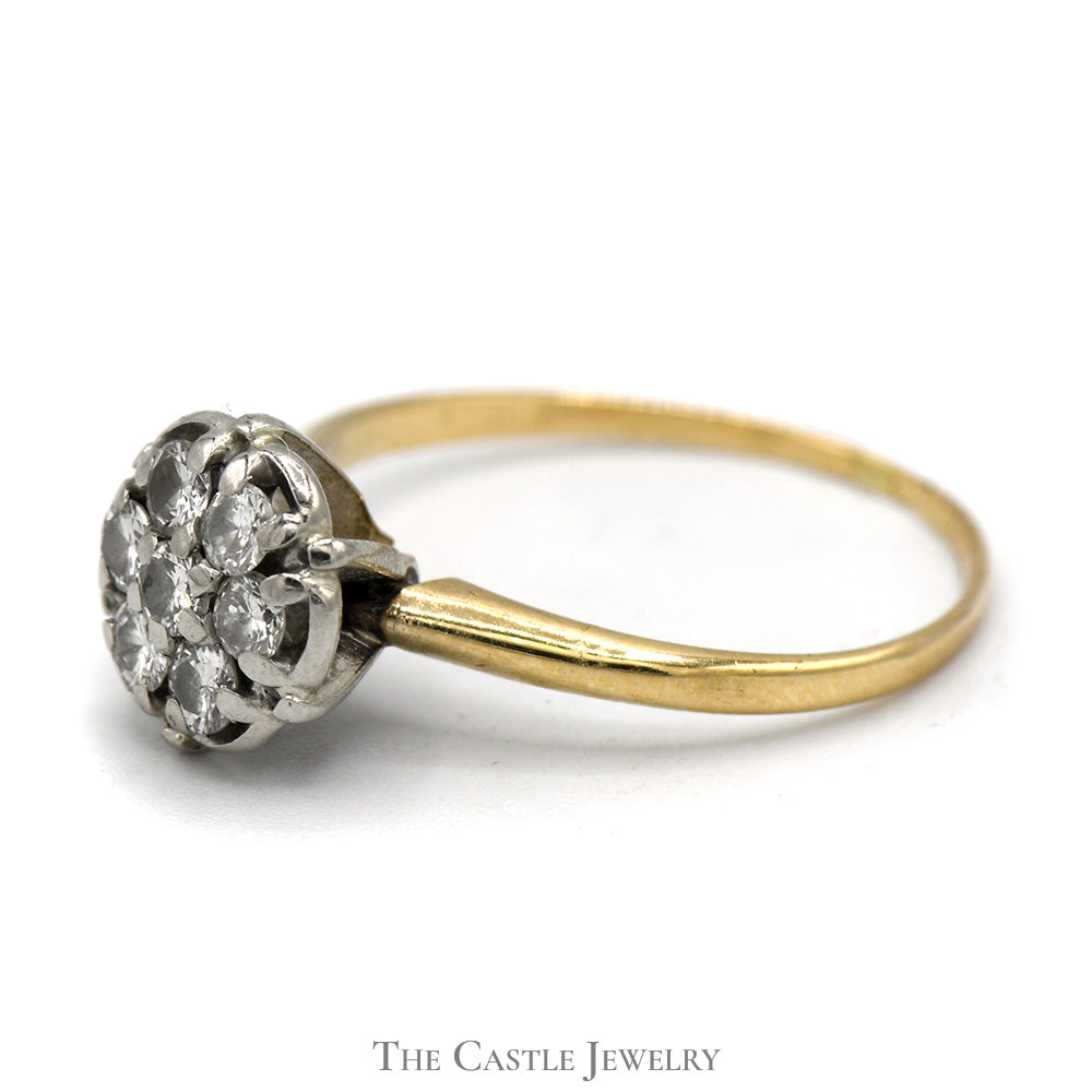 1/2cttw Round Shaped 7 Diamond Cluster Ring in 14k Yellow Gold