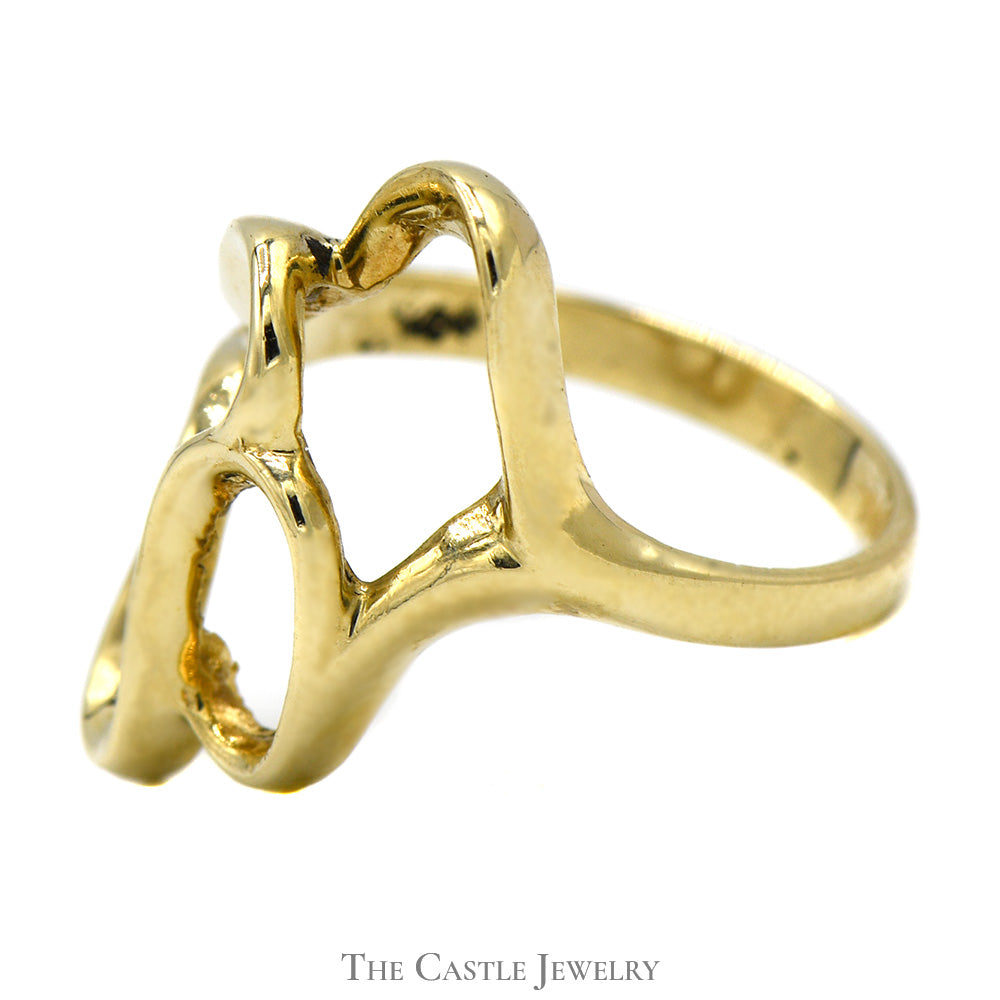 14k Yellow Gold Free Form Open Designed Ring