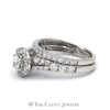 1cttw Oval Cut Diamond Bridal Set with Halo and Accented Matching Band in 14k White Gold - Thumbnail 3