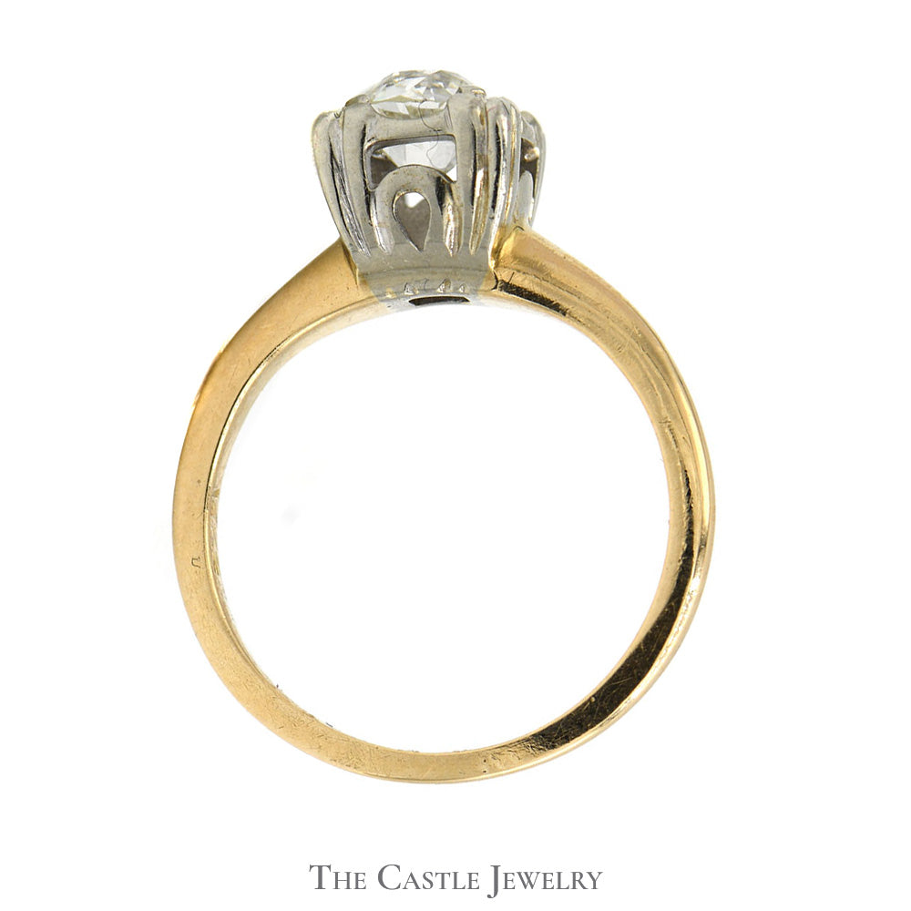1/2ct Old Mine Cut Diamond Solitaire Engagement Ring in 14k Yellow Gold