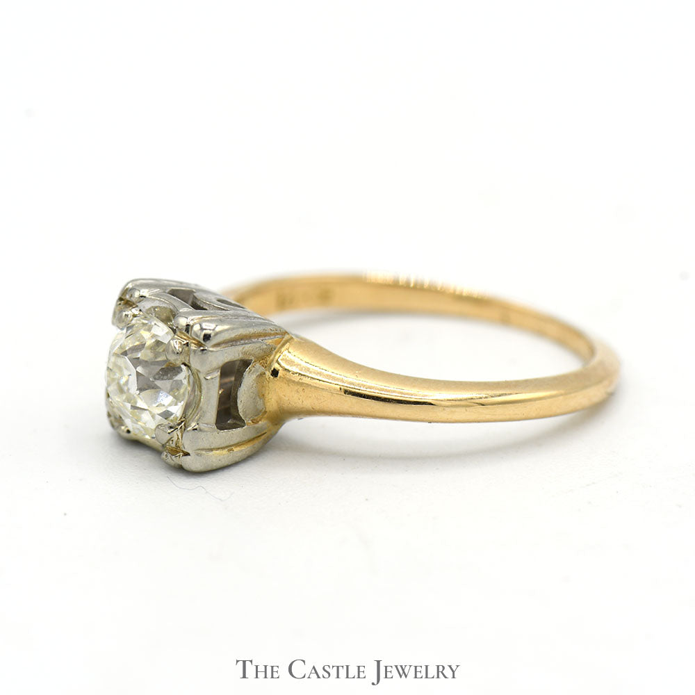 1/2ct Old Mine Cut Diamond Solitaire Engagement Ring in 14k Yellow Gold