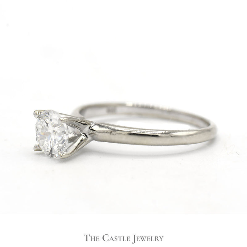Lab Grown 1ct SI2 E Diamond Solitaire Engagement Ring in 14k White Gold
