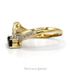 Double Pear Cut Sapphire Ring with Diamond Accents in 10k Yellow Gold Curved Band - Thumbnail 3