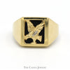 Black Onyx Eagle Ring with Diamond Accent in 10k Yellow Gold - Thumbnail 1