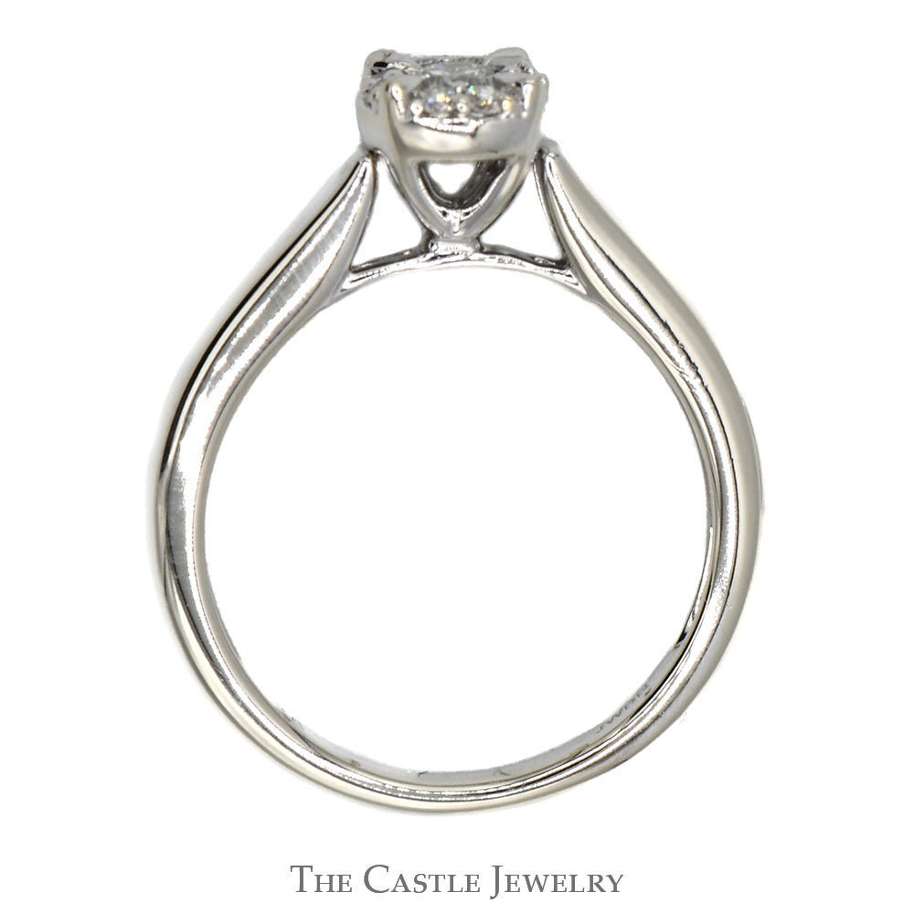 1/3cttw Diamond Cluster Engagement Ring in 10k White Gold Cathedral Mounting