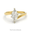 .85ct Marquise Shaped Diamond Solitaire Engagement Ring in 14k Yellow Gold Bypass Setting - Thumbnail 1