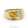 Pear Shaped Cabochon Yellow Cats Eye Ring with Diamond Accents in 10k Yellow Gold - Thumbnail 1