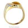 Pear Shaped Cabochon Yellow Cats Eye Ring with Diamond Accents in 10k Yellow Gold - Thumbnail 2