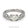 Round VVS2 Diamond Engagement Ring with Trillion Cut and Round Cut Accents in Platinum - Thumbnail 1