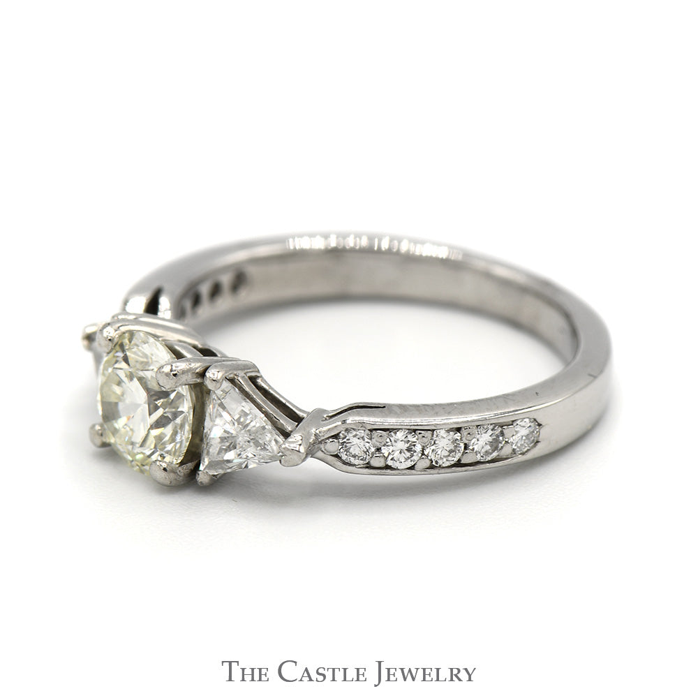 Round VVS2 Diamond Engagement Ring with Trillion Cut and Round Cut Accents in Platinum