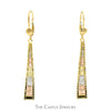 14k Tri-Gold Flat Beaded Dangle Earrings with Leverback Posts - Thumbnail 1