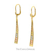 14k Tri-Gold Flat Beaded Dangle Earrings with Leverback Posts - Thumbnail 3