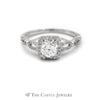 1.25CTTW Round Diamond Halo Engagement Ring with Twisted Sides in 14K White Gold - Thumbnail 1