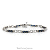 7 Inch Triple Sapphire and Diamond Link Bracelet in 10k White Gold - Thumbnail 1