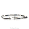 7 Inch Triple Sapphire and Diamond Link Bracelet in 10k White Gold - Thumbnail 3