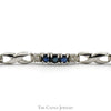 7 Inch Triple Sapphire and Diamond Link Bracelet in 10k White Gold - Thumbnail 2