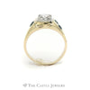 Old European Cut Diamond Solitaire with Round Blue Diamond Accent in 14KT Yellow Gold - Thumbnail 2