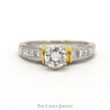 Round Diamond Engagement Ring with Princess Cut Diamond Accents in 14k Two Tone Yellow and White Gold - Thumbnail 1