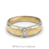 Men's Two Tone 3 Diamond Band with Brushed Finish in 14k White and Yellow Gold - Thumbnail 1