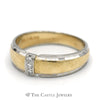 Men's Two Tone 3 Diamond Band with Brushed Finish in 14k White and Yellow Gold - Thumbnail 3