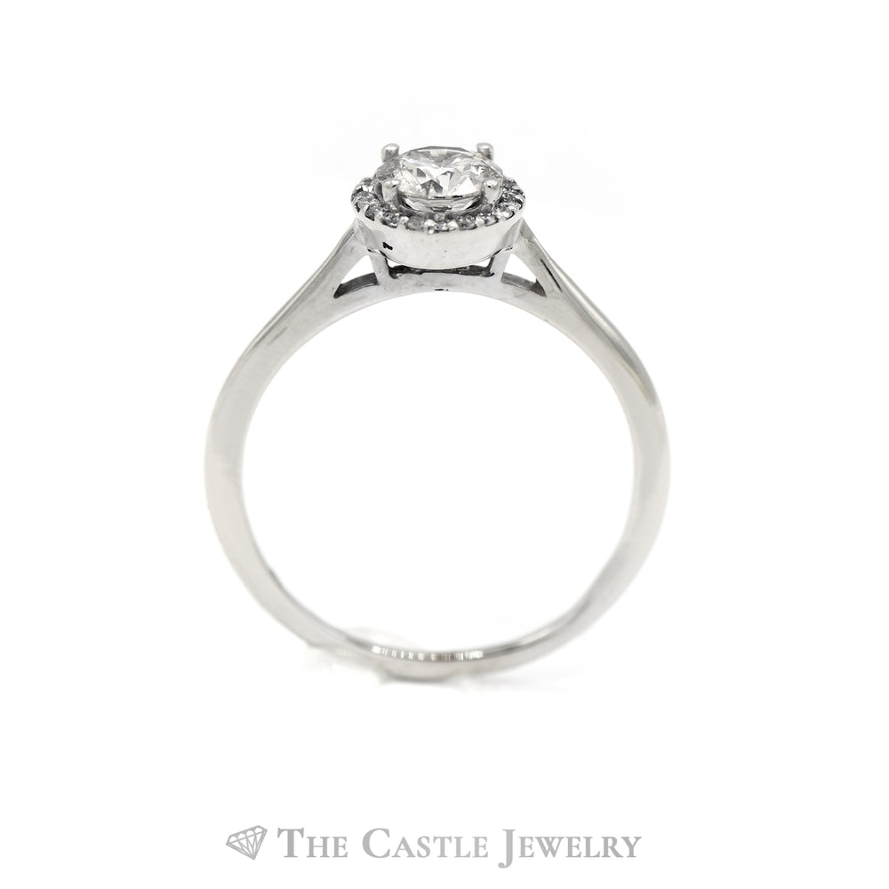 3/4cttw Round Diamond Engagement ring with Diamond Halo in 14k White Gold