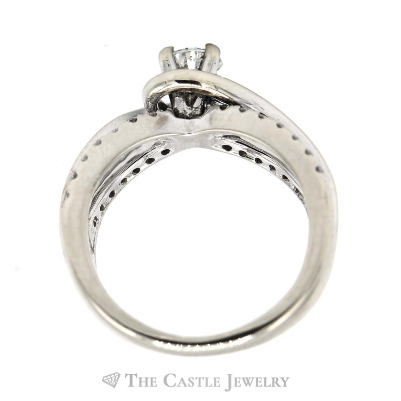 3/4cttw Diamond Bridal Set with Diamond Accents & Matching Band in 14k White Gold
