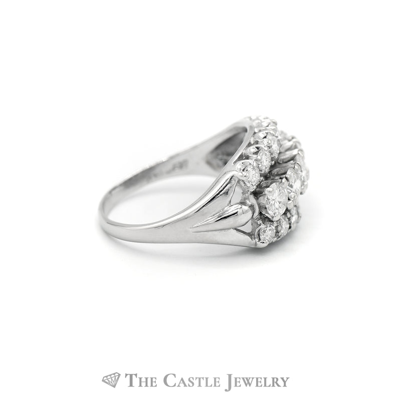 2CTTW Ornate Diamond Cocktail Ring in 14KT White Gold