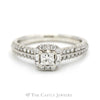 Adrianna Papell Designer Princess Cut Engagement Ring with Diamond Halo & Accents in 14k White Gold - Thumbnail 1