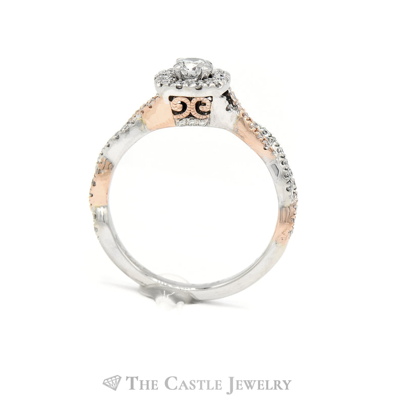 Niel Lane 1/2cttw Diamond Engagement Ring with Diamond Accented Twisted Sides in 14k Two Tone Gold