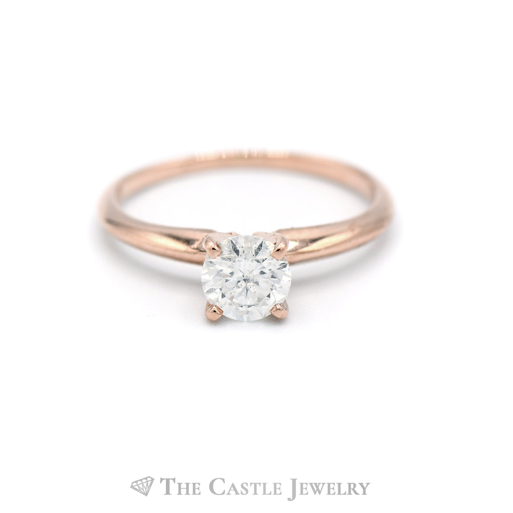 1/2ct Round Brilliant Cut Diamond Solitaire Engagement Ring in 14k Rose Gold
