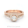 1cttw Round Diamond Bridal Ring with Diamond Halo & Matching Diamond band in 18k Rose Gold - Thumbnail 1