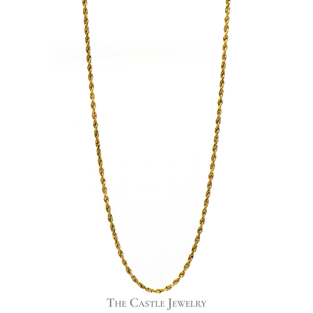 14k Yellow Gold 22 Inch Rope Chain with Barrel Clasp