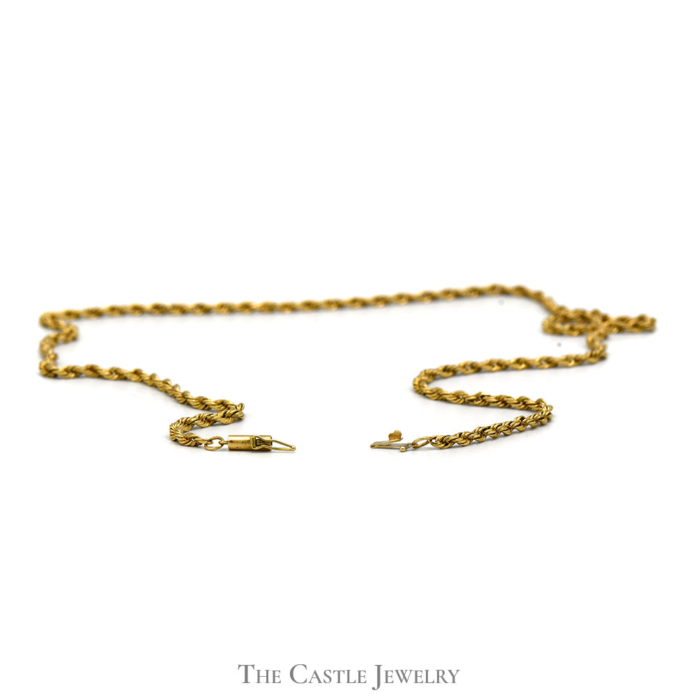 14k Yellow Gold 22 Inch Rope Chain with Barrel Clasp