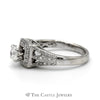 1cttw Round Diamond Engagement Ring with Square Shaped Halo And Diamond Accented Split Shank Sides in 14k White Gold - Thumbnail 3